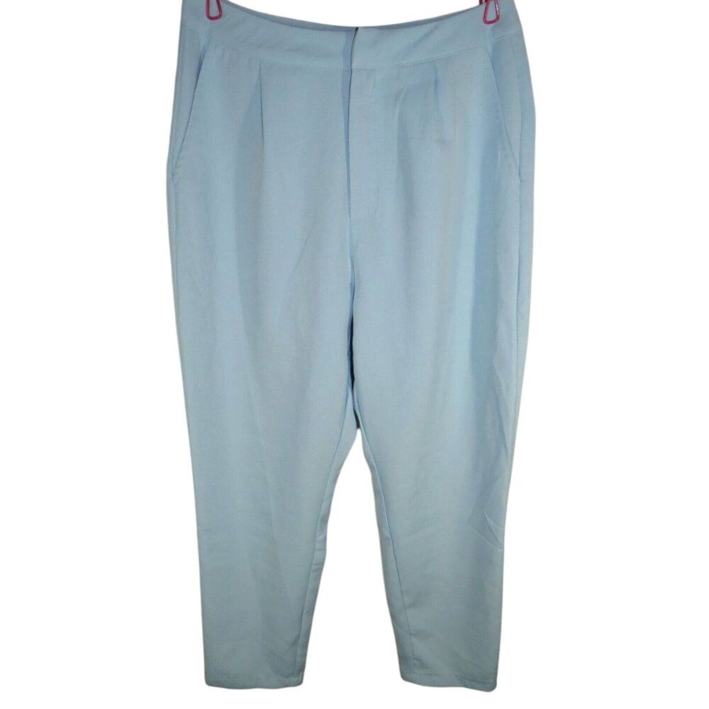 Pretty Little Thing Light Blue Pleated Cropped Dress Pants Size 6